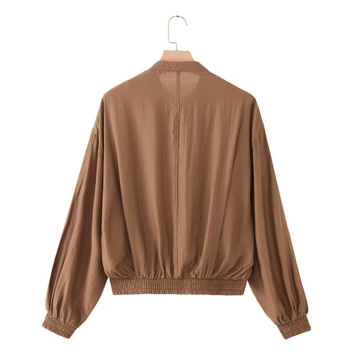 Camisa Feminina Textura Amarrotada Gola Redonda