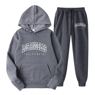 Long Sleeve Pullover Hoodie Sweatpants Set Plus Size Fleece Lined Unisex Tracksuit