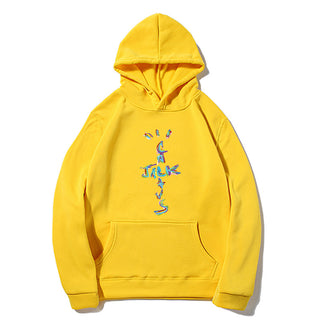 Western Hip-Hop Letter Print Long Sleeve Hooded Fleece Sweatshirt