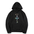 Western Hip-Hop Letter Print Long Sleeve Hooded Fleece Sweatshirt