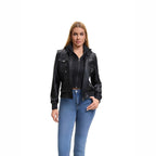Slim Fit Stand Collar Motorcycle Outerwear