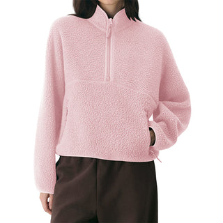 Solid Color Plush Casual Women's Sweatshirt