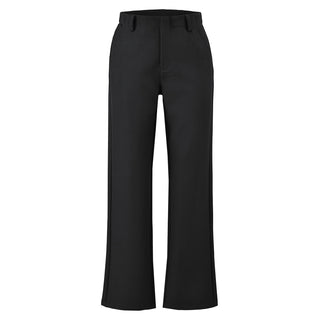 Women's Gray Black High Rise Straight Leg Suit Pants Casual Office Slimming Drapey Trousers