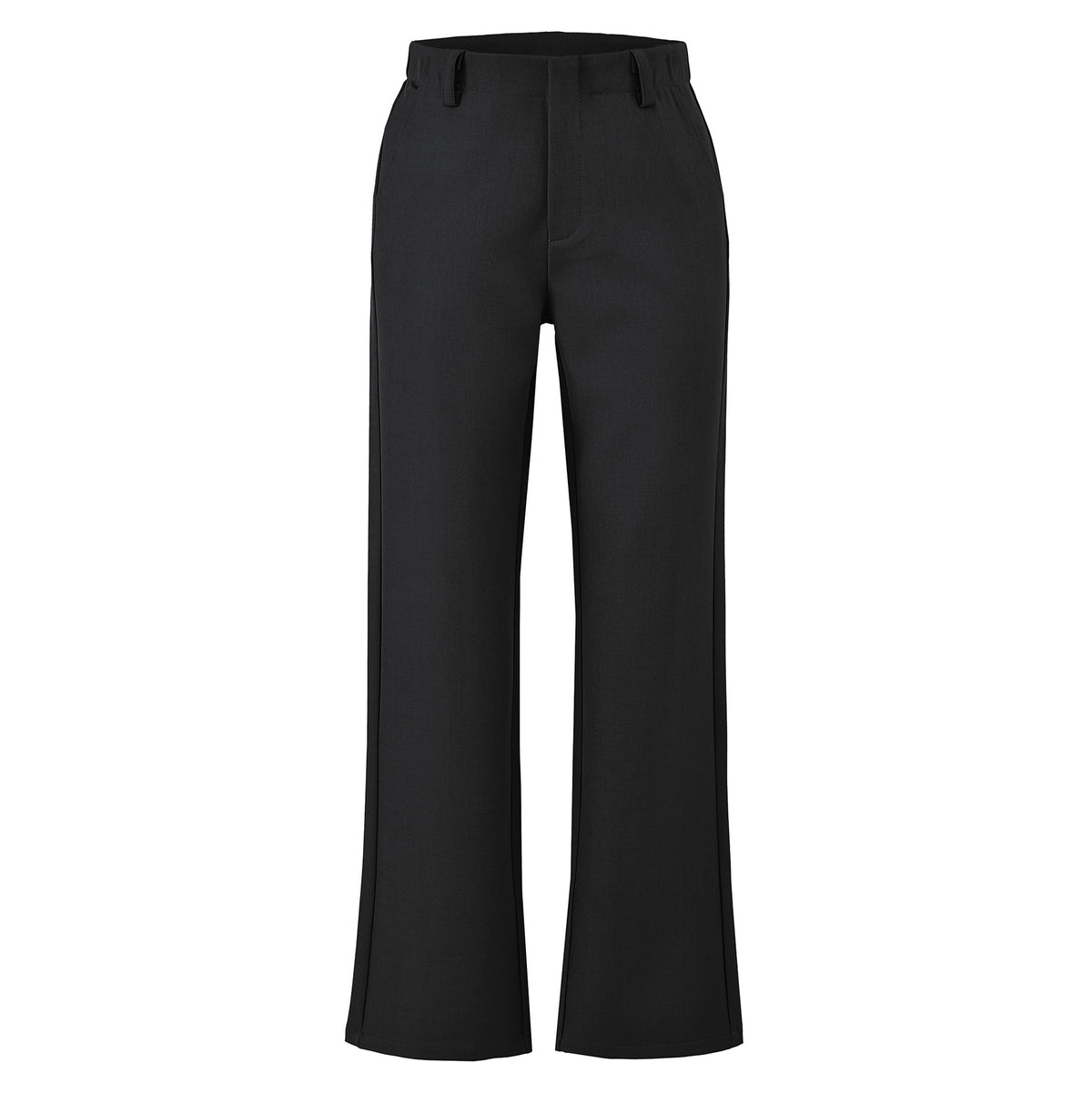 Women's Gray Black High Rise Straight Leg Suit Pants Casual Office Slimming Drapey Trousers
