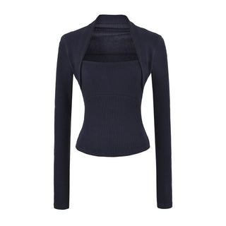 Casual Slim Fit Hooded Long Sleeve Faux Two-Piece Sweatshirt Top with Trendy Pants Set