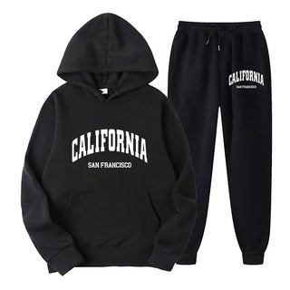 Oversize Fleece-Lined Long Sleeve Pullover Hoodie Set
