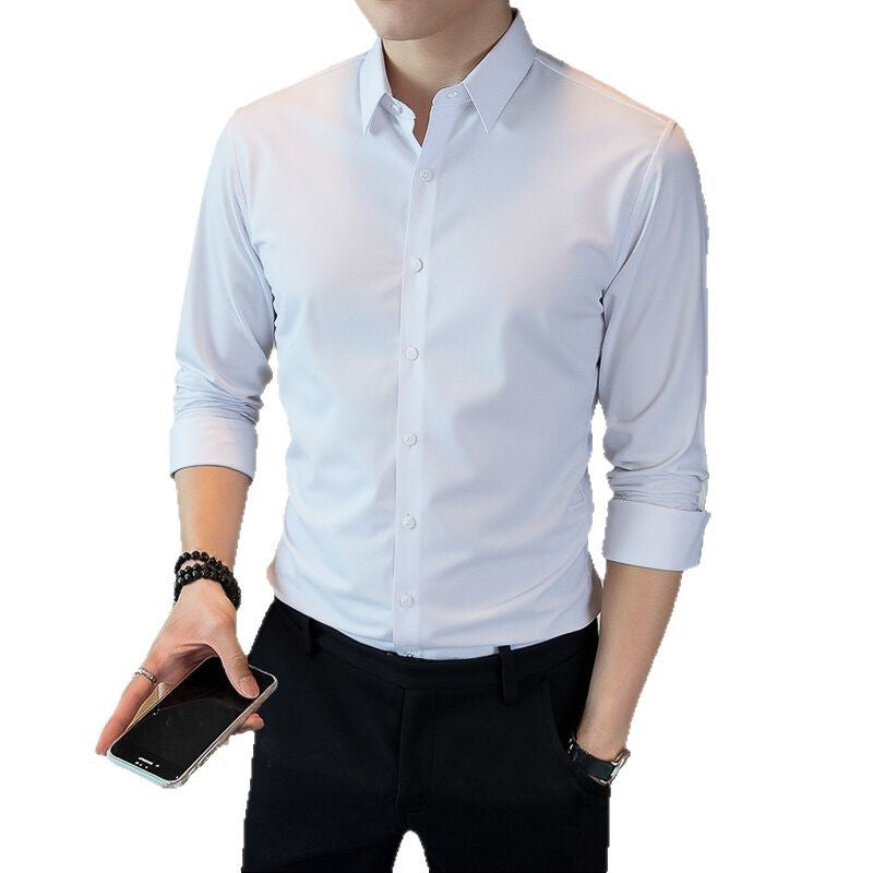 Men's Business Long Sleeve Solid Collar Shirt