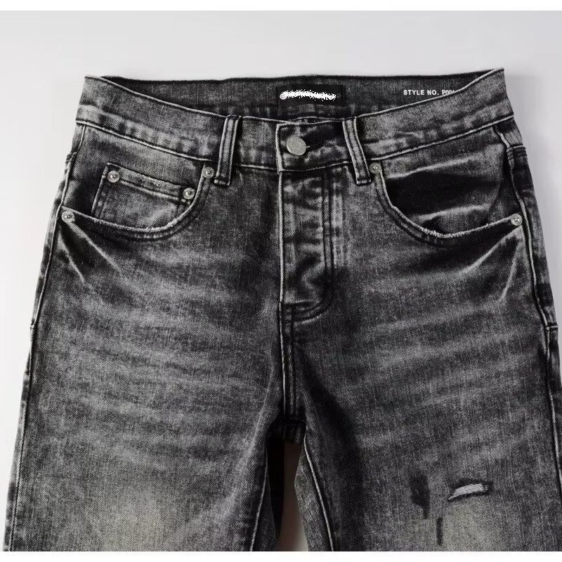 Streetwear Distressed Ripped Slim Fit Men's Jeans