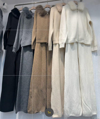 Conjunto Feminino Jaqueta com Capuz e Calça Reta