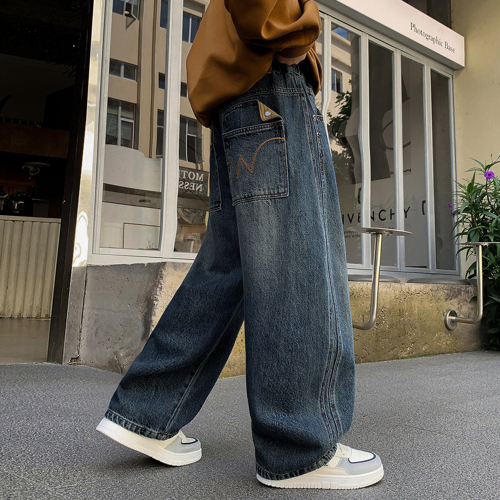 Casual Boys Spring Autumn Straight Leg Loose Fit Denim Jeans