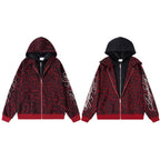 Hooded Zipper Unisex Handwritten Embroidery Zip-Up Hoodie Cardigan