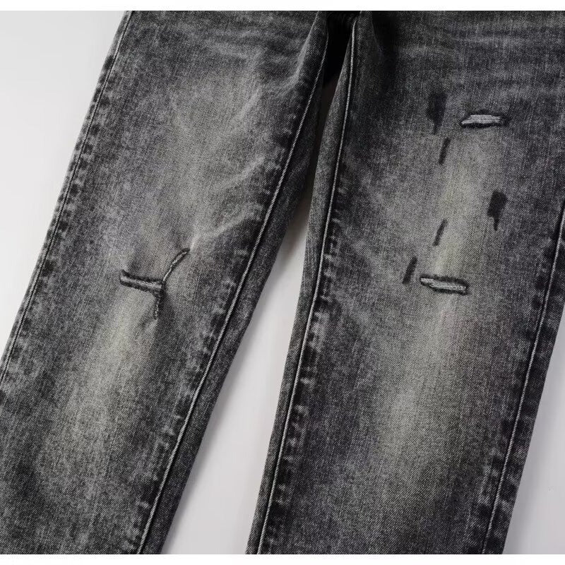 Streetwear Distressed Ripped Slim Fit Men's Jeans