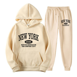 Plus Size Fleece Lined Long Sleeve Pullover Hoodie and Sweatpants Set
