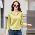 Elastic slim fit hooded women's top