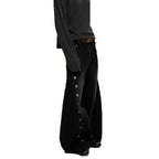 Retro Knife-Edge Washed Distressed Denim Pants Men Cleanfit Silhouette Loose Straight Leg Wide Leg Long Trousers Trendy