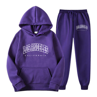 Long Sleeve Pullover Hoodie Sweatpants Set Plus Size Fleece Lined Unisex Tracksuit