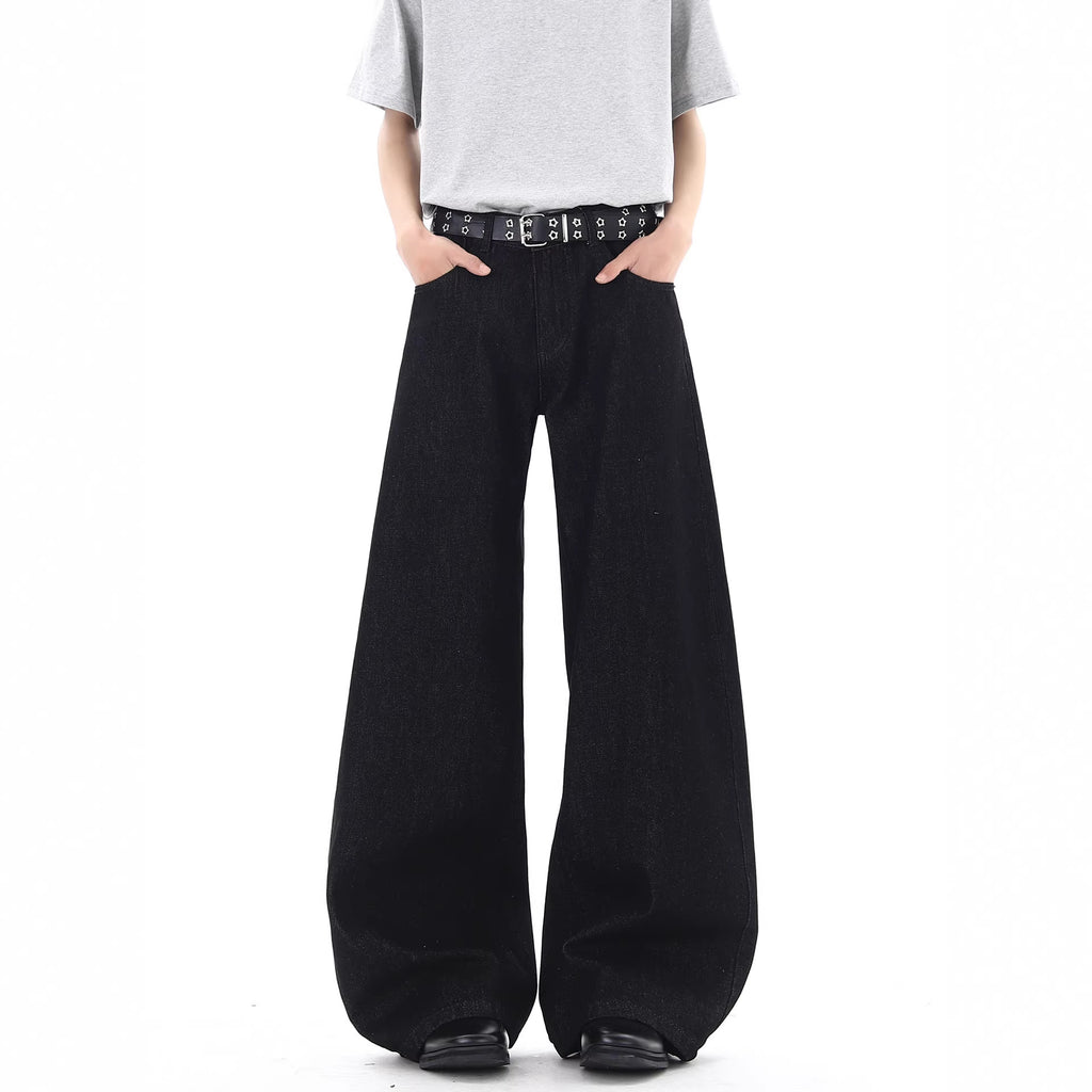 Causal  Vintage Black High Waist Loose Slim Fit Wide Leg Jeans