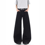 Causal  Vintage Black High Waist Loose Slim Fit Wide Leg Jeans