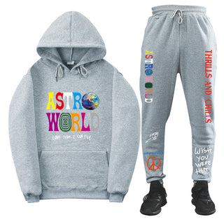 Travis Scott ASTROWORLD Hooded Sweatshirt and Sweatpants Set Casual Style