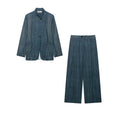 Striped suit jacket+long pants suit for women