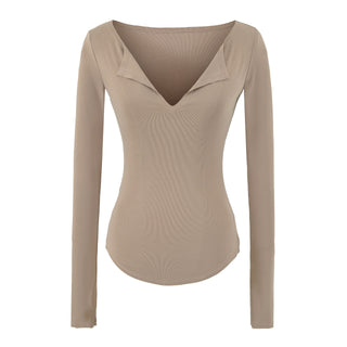 Blusa Feminina Manga Longa Decote V com Fenda