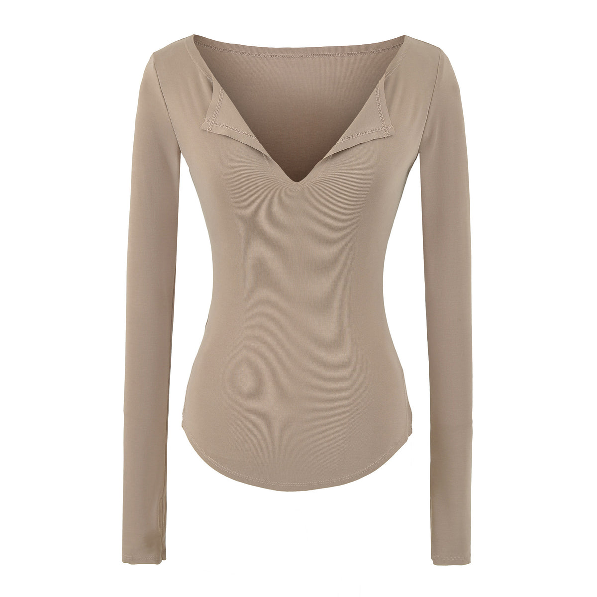 Blusa Feminina Manga Longa Decote V com Fenda