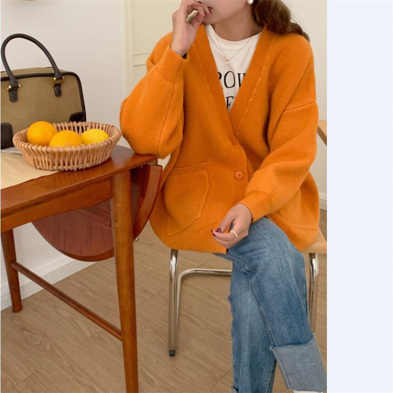Cardigan Feminino Tricô Gola V Solto