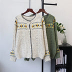 Loose round neck cardigan sweater for women