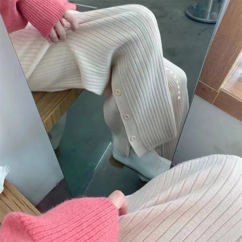 Calça Pantalona Feminina Tricô Efeito Cashmere