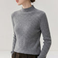 Half high neck solid color sweater
