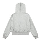 Lined Hooded Zip-Up Jacket Loose Casual Fit with Rhinestone Cross Patch