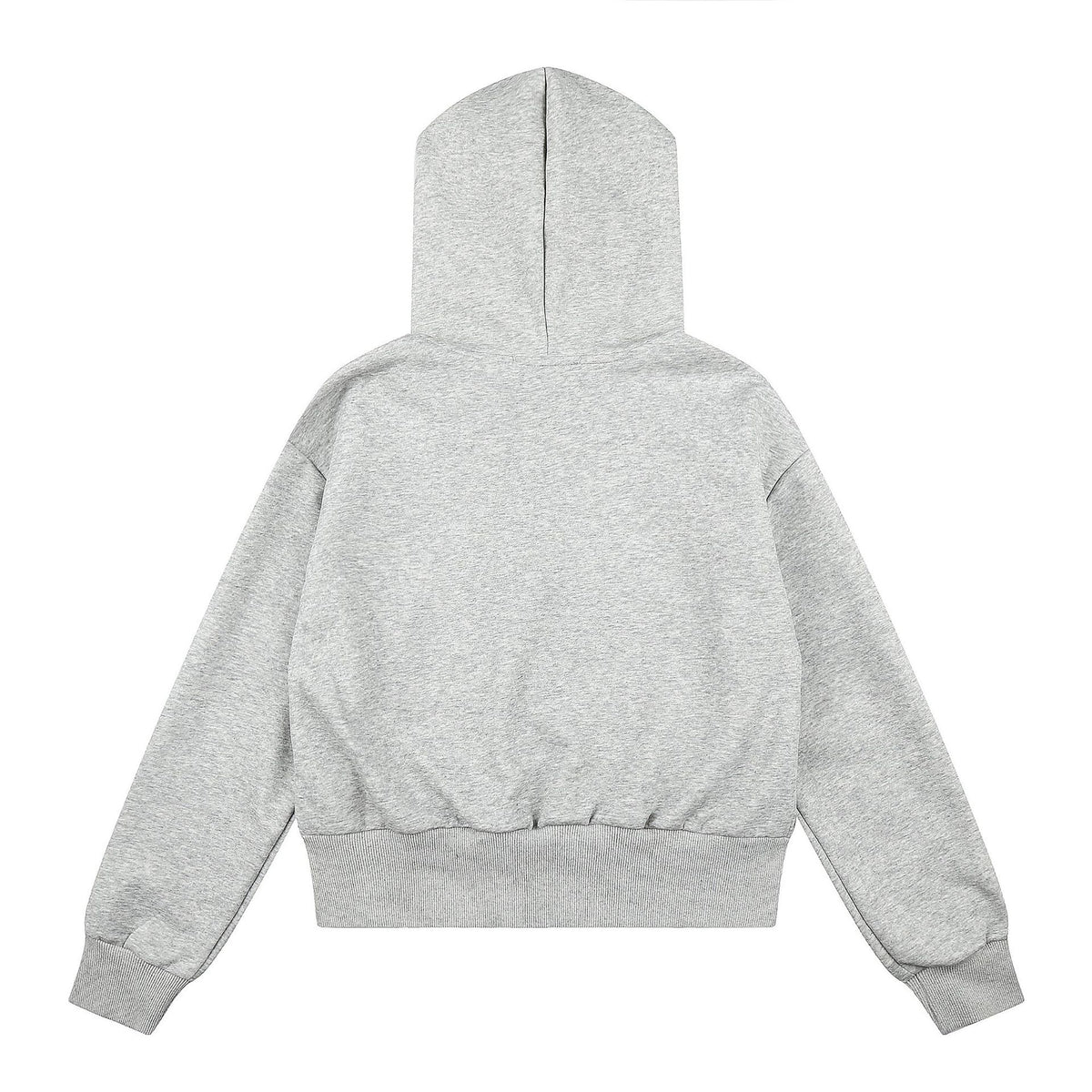Lined Hooded Zip-Up Jacket Loose Casual Fit with Rhinestone Cross Patch