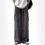 Casual Color-blocked Multi-pocket Loose Fit Men's Denim Pants Fashion Streetwear Style