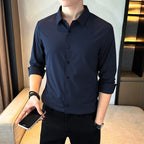 Men's Business Long Sleeve Solid Collar Shirt