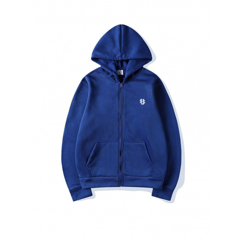 Men's Zip-Up Hoodie Long Sleeve Fleece Jacket Loose Fit Plus Size