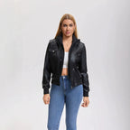 Slim Fit Stand Collar Motorcycle Outerwear