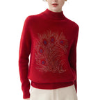 Half height round neck long sleeved sweater