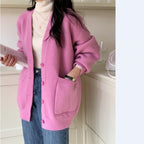 Cardigan Feminino Tricô Gola V Solto