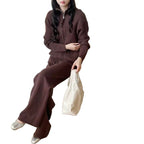Stand up collar sweater straight leg pants set