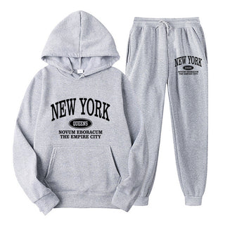 Plus Size Fleece Lined Long Sleeve Pullover Hoodie and Sweatpants Set