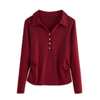 Long sleeved women's lapel T-shirt