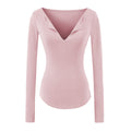 Blusa Feminina Manga Longa Decote V com Fenda