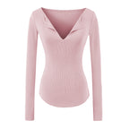 Blusa Feminina Manga Longa Decote V com Fenda