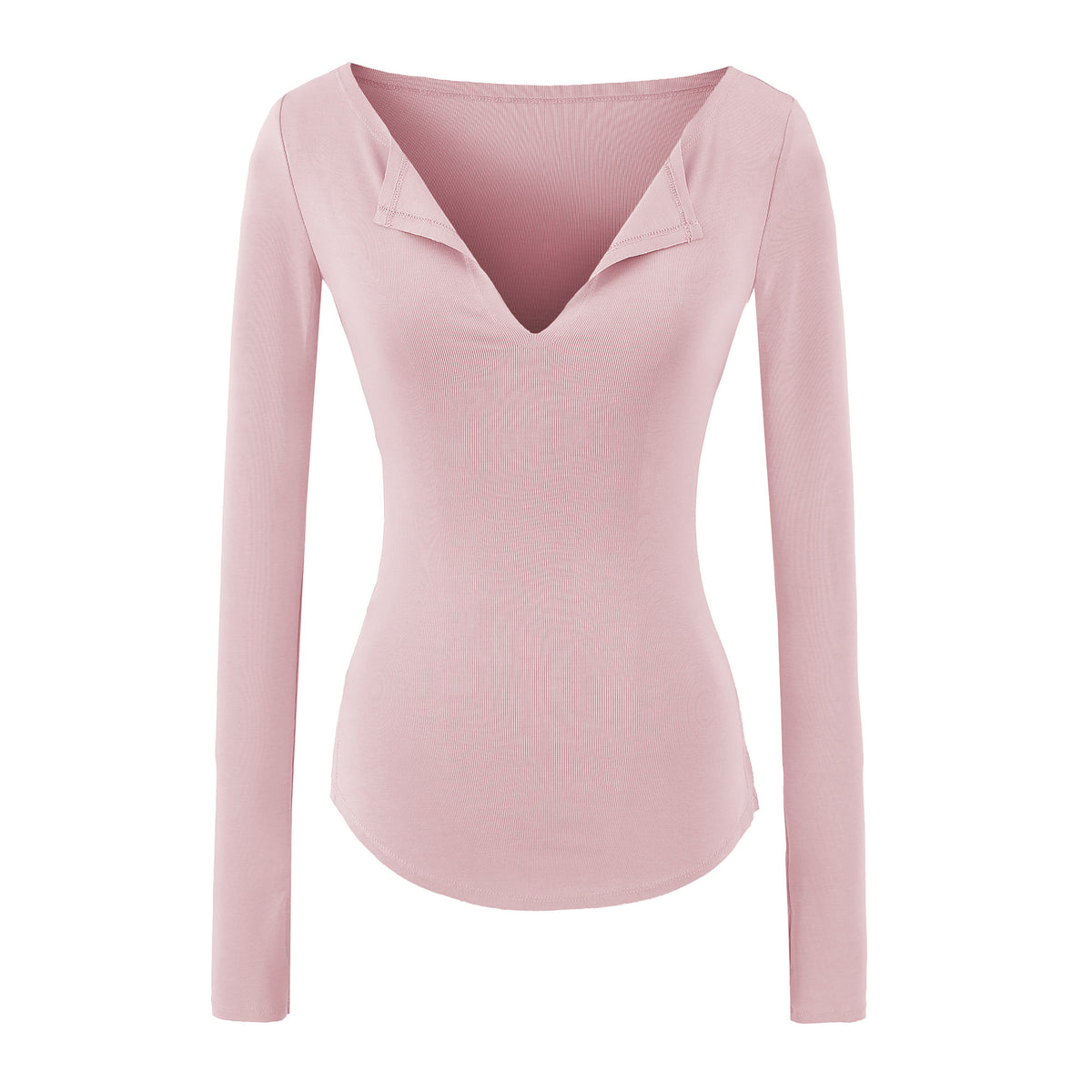 Blusa Feminina Manga Longa Decote V com Fenda