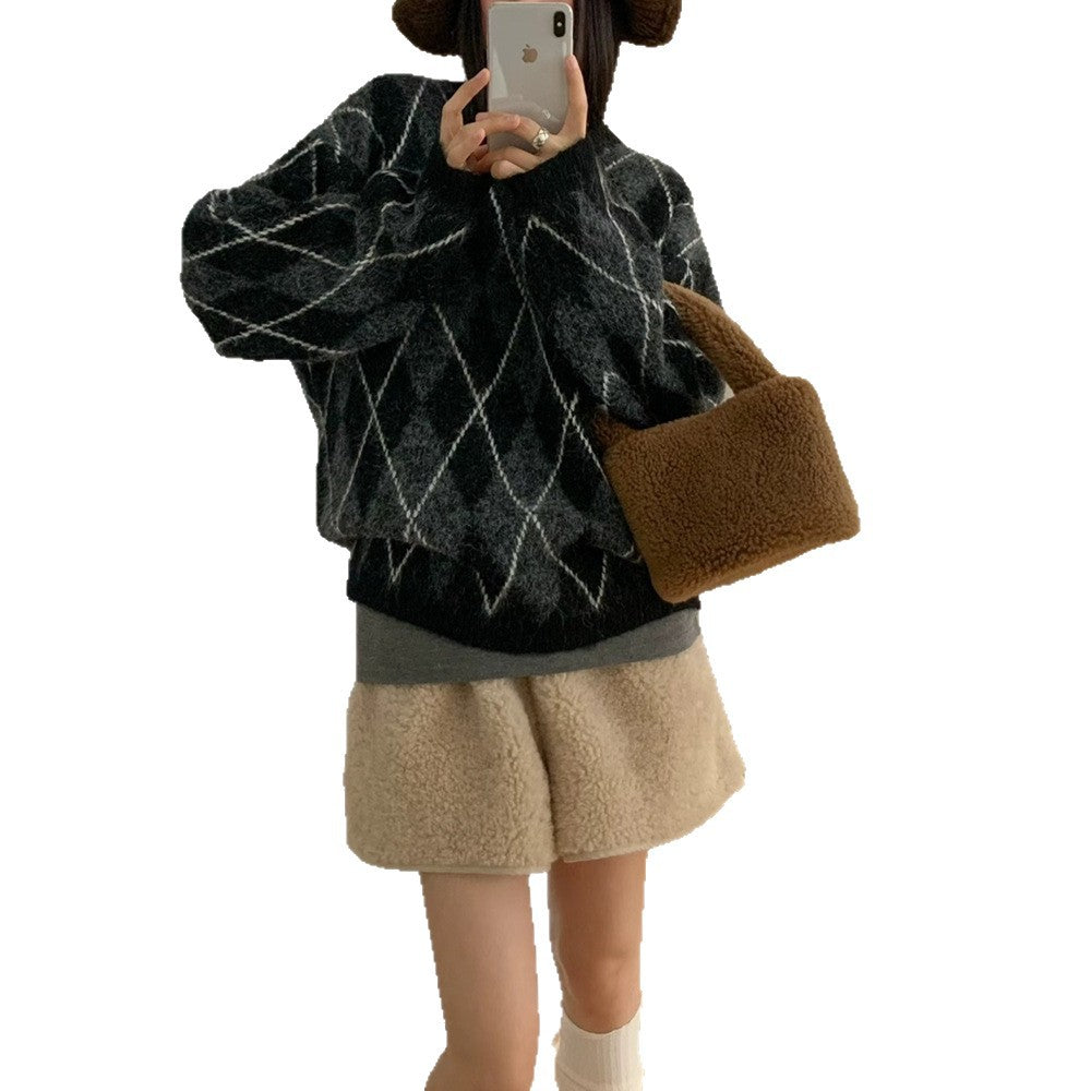 Lingge contrasting sweater pullover for women