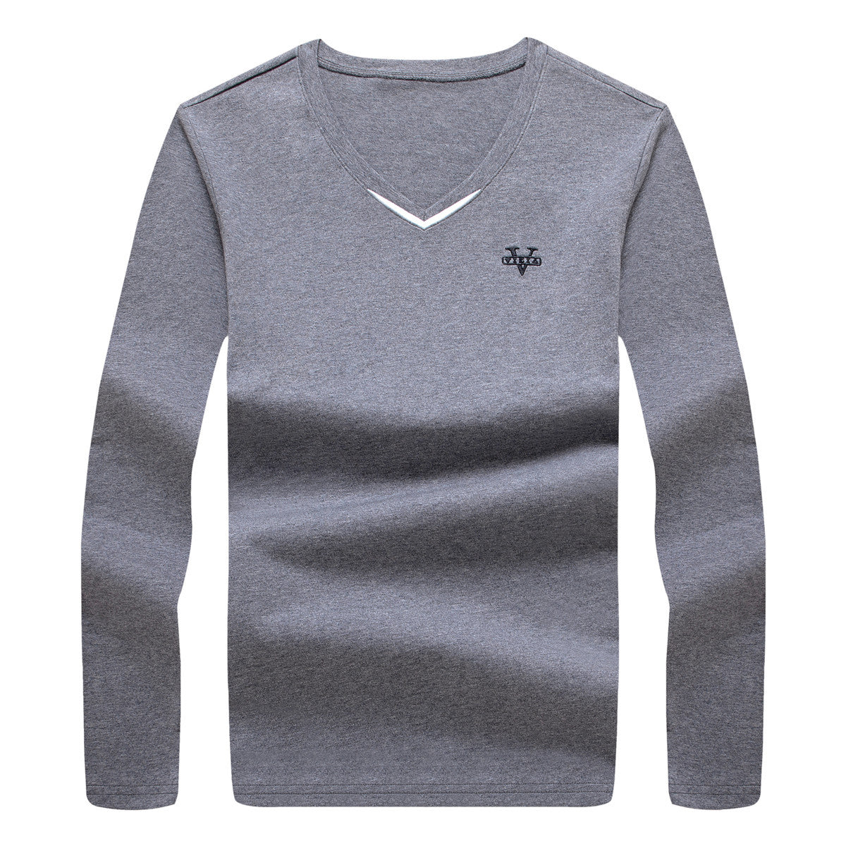 V-neck men's long sleeved T-shirt