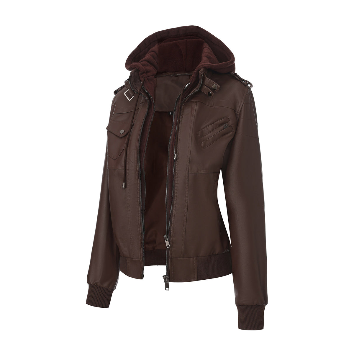 Slim Fit Stand Collar Motorcycle Outerwear