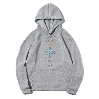 Western Hip-Hop Letter Print Long Sleeve Hooded Fleece Sweatshirt