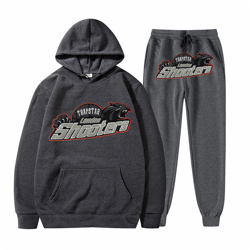 Men's Printed Loose Hooded Two-Piece Sweatshirt Set