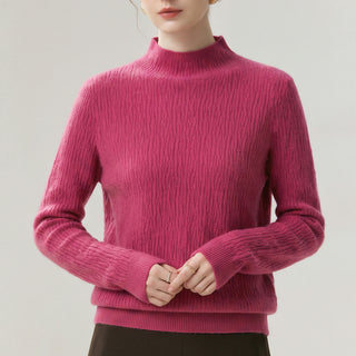 Half high neck solid color sweater
